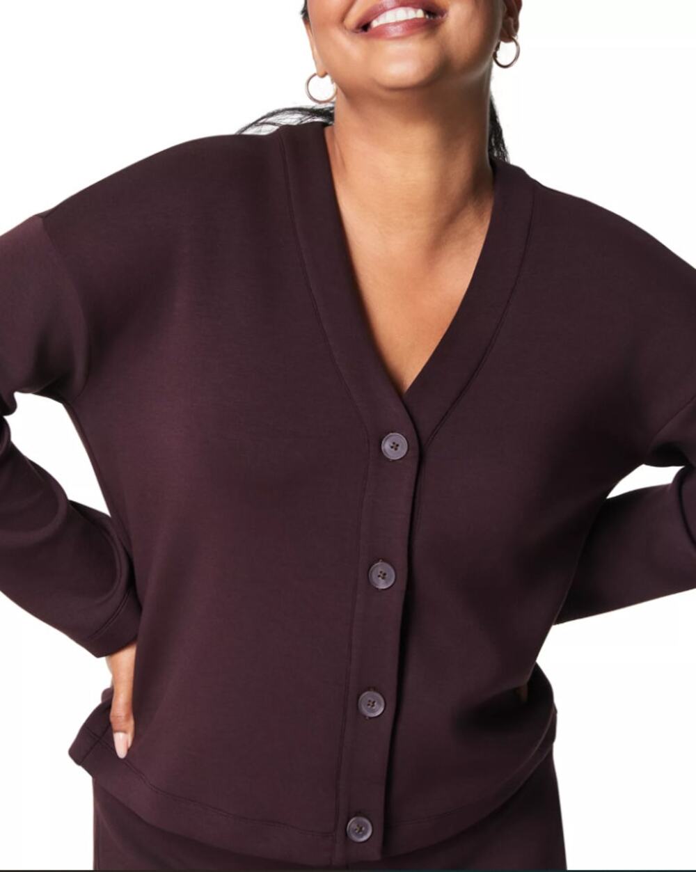 SPANX AirEssentials Button Front Cardigan Truffle Brown Size Small